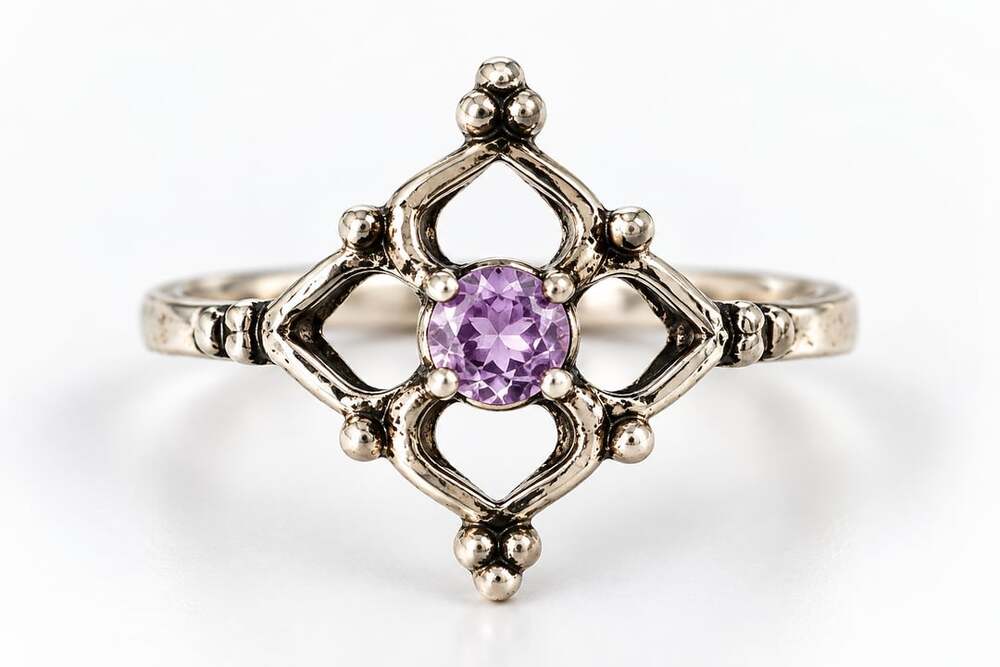 Witches Knot And Amethyst Ring Size 7